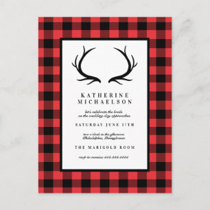 Carte Postale FÊTE DES MARIÉES   Rustic Deer Buffalo Checks