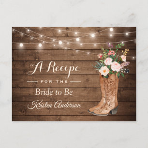 Carte Postale Fête des mariées Rustique Boots de fille Cowgirl R