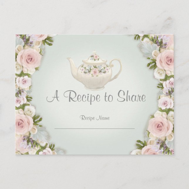 Carte Postale Fête des mariées Tea Party Recette Rose Floral Min (Devant)