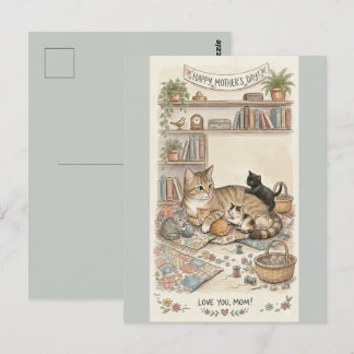 Carte Postale Fête des Mères : Chat et Chatons