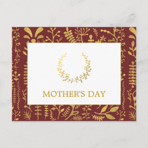 Carte Postale Fête des Mères de la couronne d'or fleurie