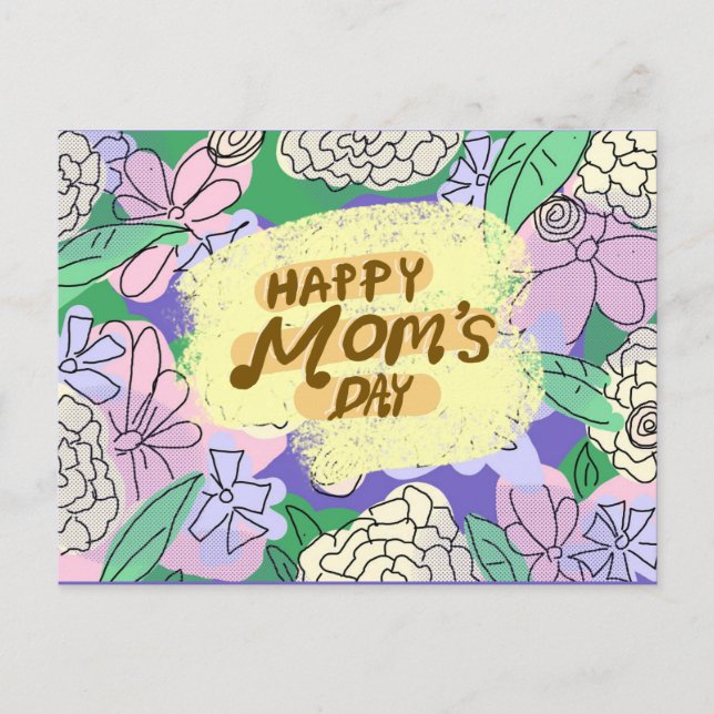 Carte Postale Fête des mères florales (Devant)