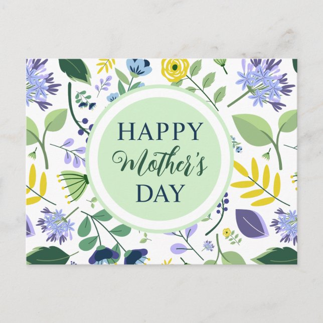 Carte Postale Fête des mères florales joyeuses (Devant)