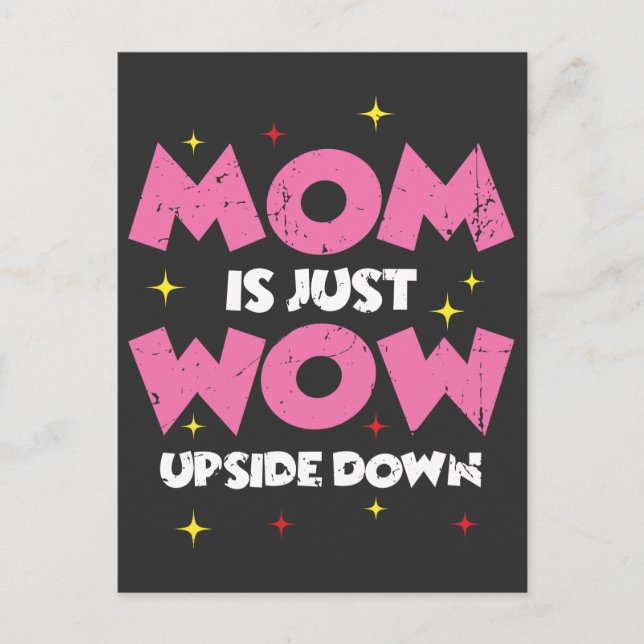Carte Postale Fête des Mères idée cadeau MoM signifie Wow (Devant)