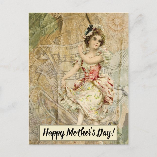 Carte Postale Fête des mères Victorian Dancing Girl Sheet Music (Devant)