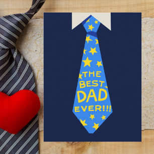 Carte Postale Fête des pères audacieuse bleu et jaune "Best Dad 