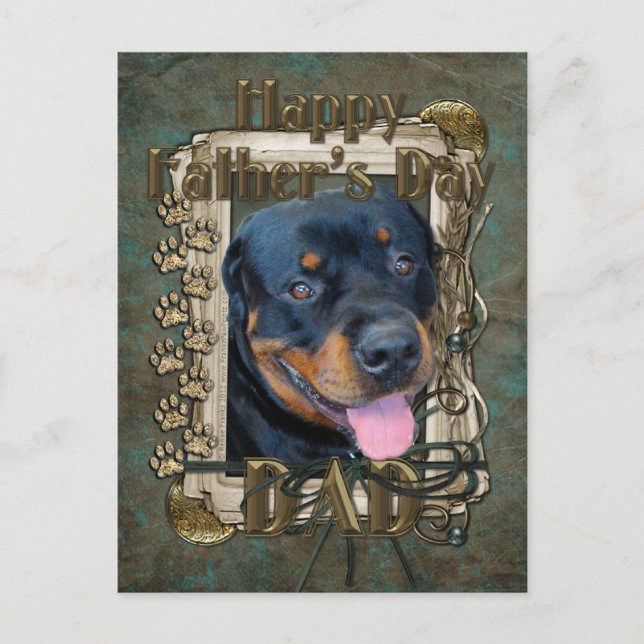 Carte Postale Fête des pères - Poches de pierre - Rottweiler - H (Devant)