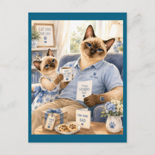 Carte Postale Fête des Pères pour les amateurs de chats papa
