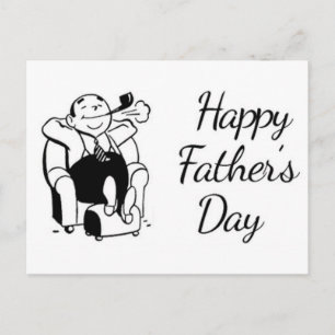 Carte Postale Fête des pères rétro Papa Fumer Pipe