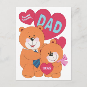 Carte Postale Fête des pères spéciale père et fille des ours