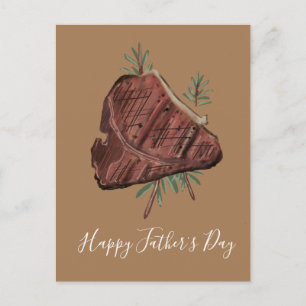 Carte Postale fête des pères T Bone Steak Rosemary Sprigs