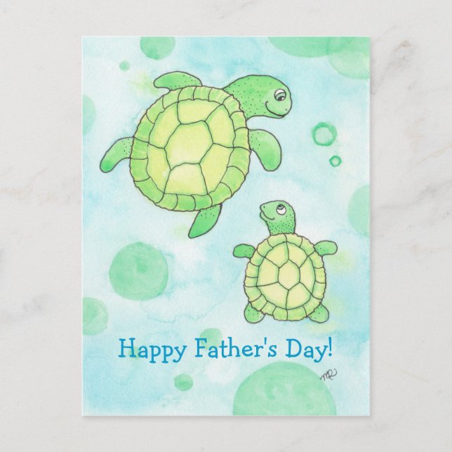 Carte postale Fête des pères Tortues de mer (Devant)