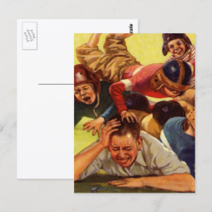 Carte Postale Fête des Pères vintage, enfants de football et chi
