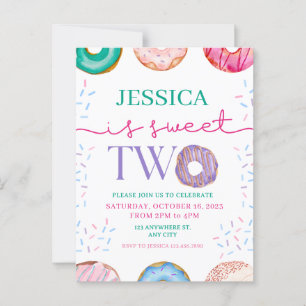 Carte Postale Fête Donut Mignon Deux ans 2ème anniversaire