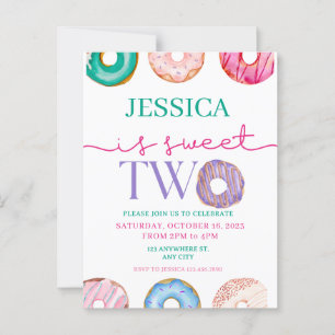 Carte Postale Fête Donut Mignonne Deux 2e anniversaire