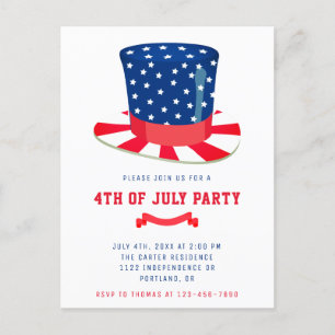 Carte Postale Fête du 4 juillet BBQ patriotique Rouge Blanc Bleu