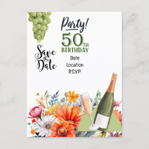 Carte Postale Fête du 50e anniversaire enregistrer l'invitation 