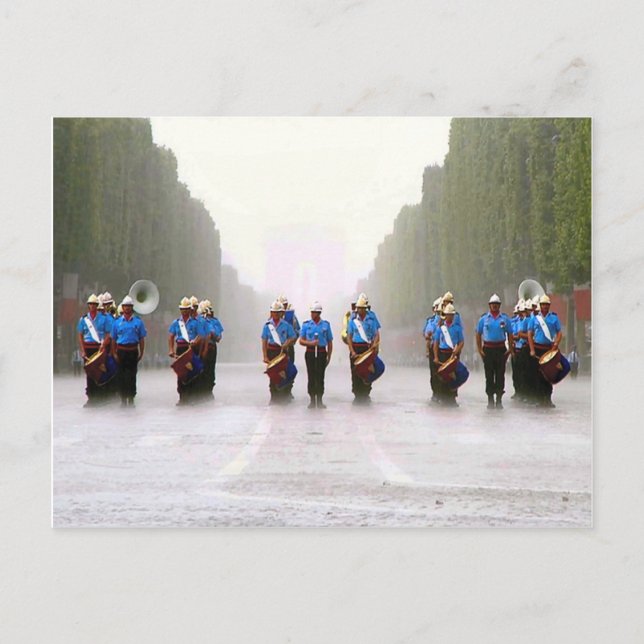 Carte Postale Fête du Bastille, US Marines à Paris (Devant)