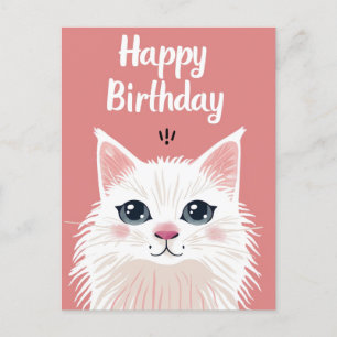 Carte Postale Fête du chat blanc