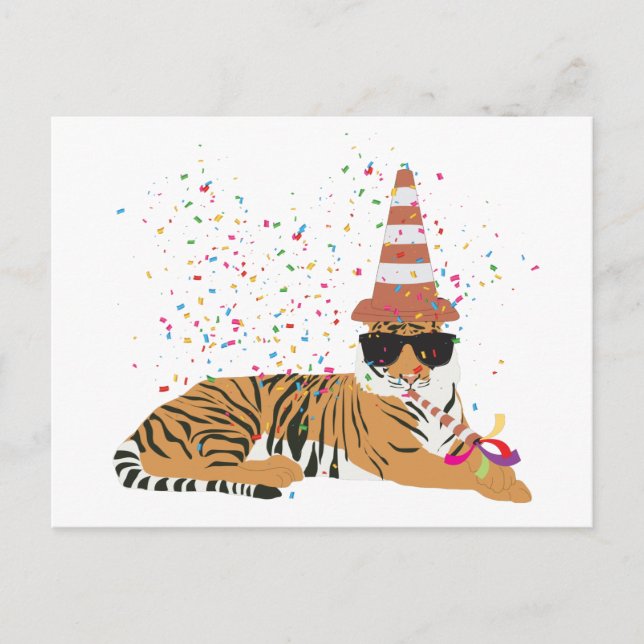 Carte Postale Fête du tigre - Animaux ayant une fête (Devant)