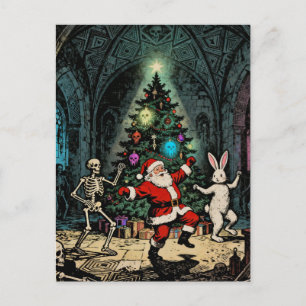 Carte Postale Fête effrayante avec le Père Noël et le lapin de P