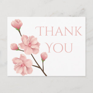 Carte Postale Fête Fleur Merci rose cerise