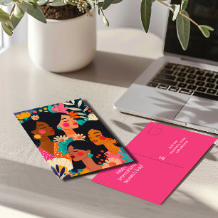 Carte Postale Fête internationale des femmes rose florale