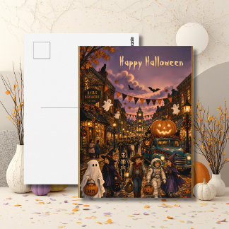 Carte Postale Fête joyeuse Halloween Trick-or-Treat Défilé