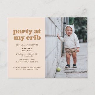 Carte Postale Fête Neutre à My Crib 1er Anniversaire Fête Invita
