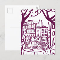 Fête sur la terrasse Cité fantaisiste dessinée à l