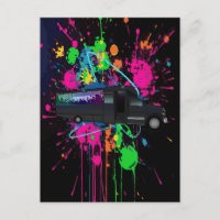 Fête sur un bus néon couleurs éclaboussures vie no