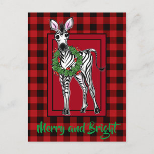 Carte Postale Fête Zebra Holly couronne   buffle rouge