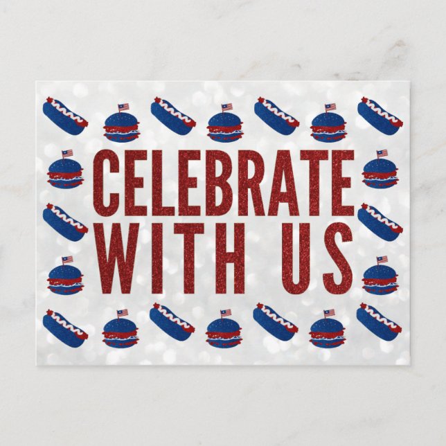 Carte Postale Fêter la Parties scintillant du 4 juillet (Devant)