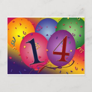 Carte Postale Fêter le 14e anniversaire