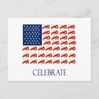 Carte Postale Fêter le homard du drapeau américain