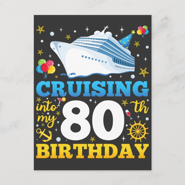 Carte Postale Fêter Mes 80 Ans En Croisière (Devant)
