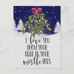 Carte Postale fêtes de noël Je t'aime jeu mistletoe drôle
