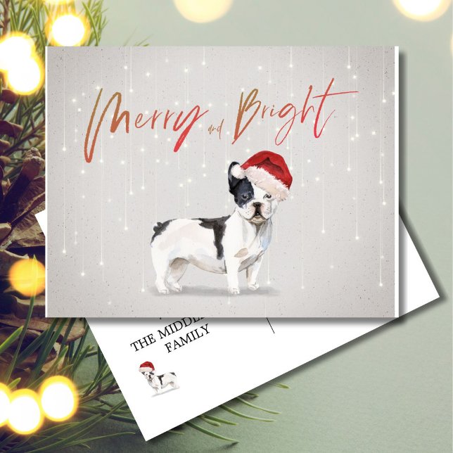 Carte Postale Fêtes French Bull Dog Joyeux Bright (Créateur téléchargé)