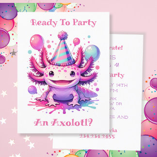 Carte Postale Fêtons l'anniversaire de la fille axolotl