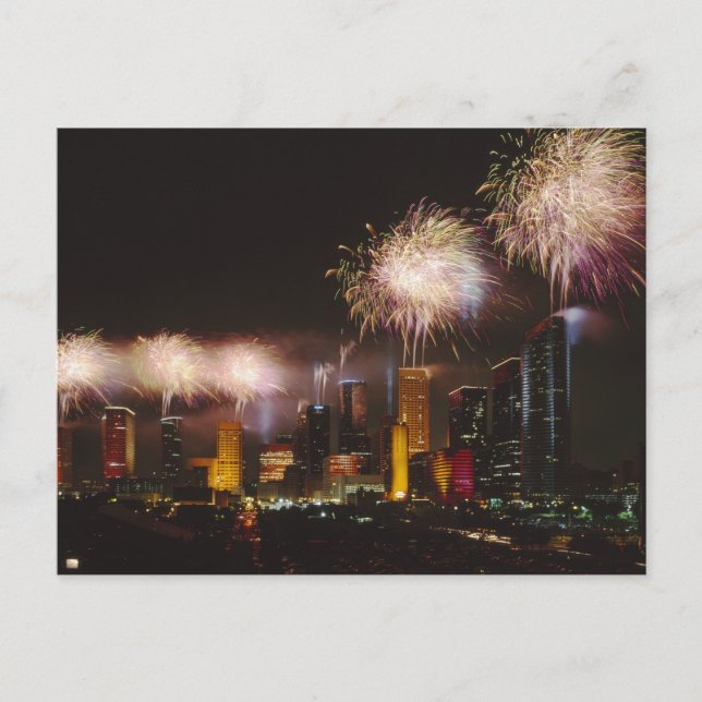 Carte Postale Feu d'artifice à Houston Texas (Devant)