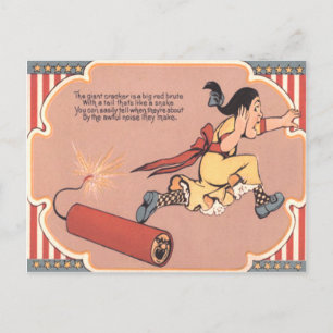 Carte Postale Feu d'artifice de fille effrayée
