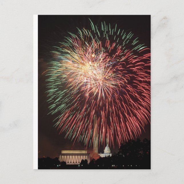 Carte Postale Feu d'artifice du Jour de l'Indépendance sur Washi (Devant)