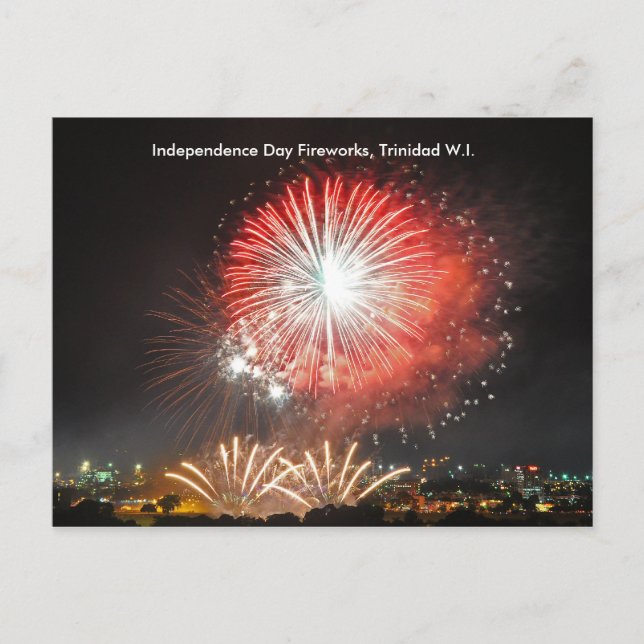 Carte Postale Feu d'artifice du Jour de l'Indépendance, Trinidad (Devant)