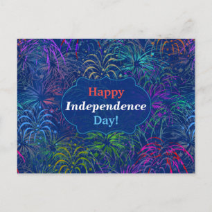 Carte Postale Feu d'artifice Joyeux Jour de l'Indépendance 4 jui