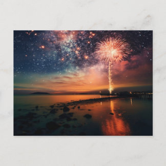 Carte Postale Feu d'artifice Stark Sur La Plage