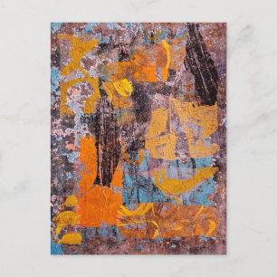 Carte Postale Feu de camp hivernal, Collage, Un abstrait d'impre