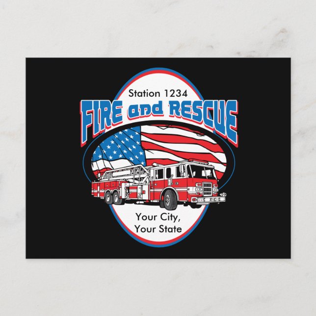 Carte Postale Feu et Secourt personnalisés (Devant)