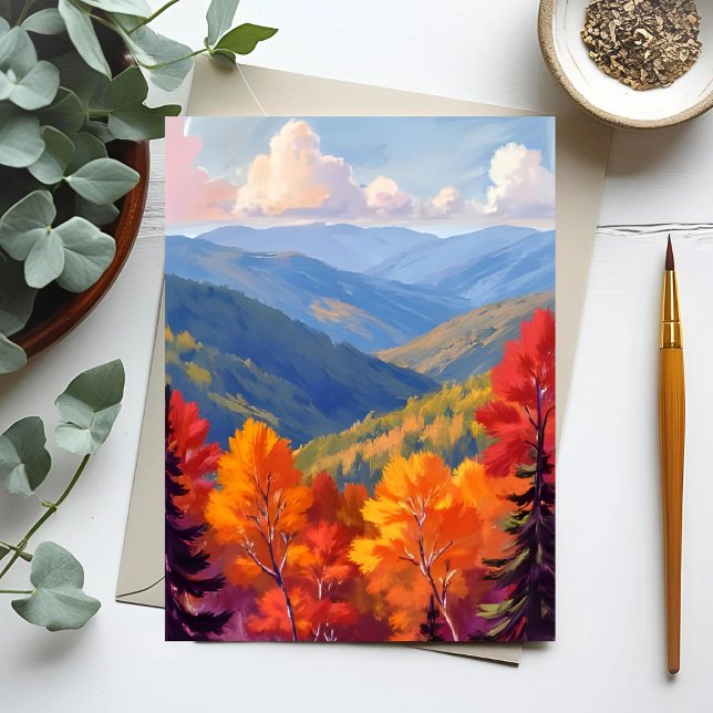 Carte Postale Feuillage d'automne | Paysage de montagne à l'aqua (Créateur téléchargé)