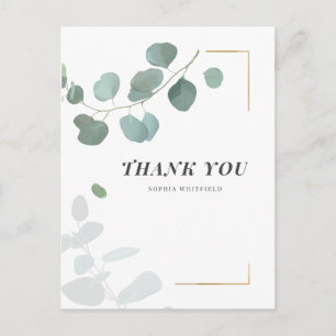 Carte Postale Feuillage d'eucalyptus Succulents Cadre doré