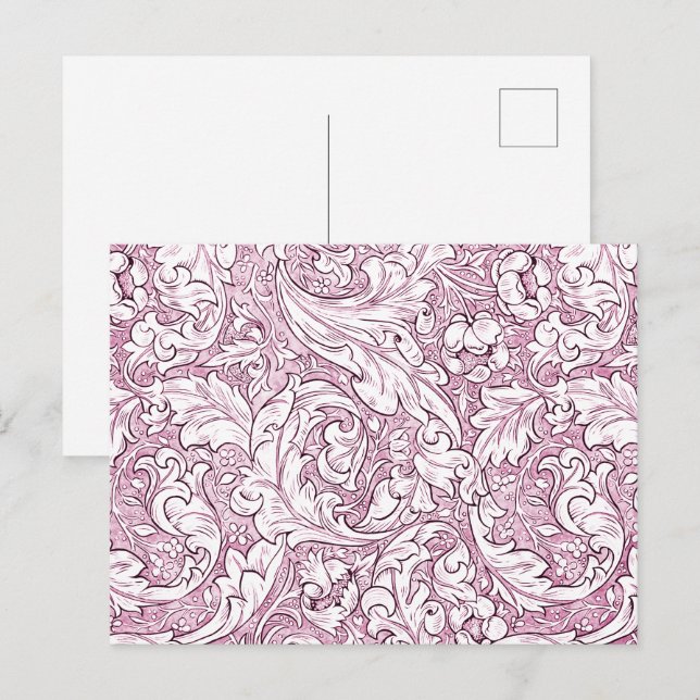 Carte Postale Feuillage orné rose rose (Devant / Derrière)